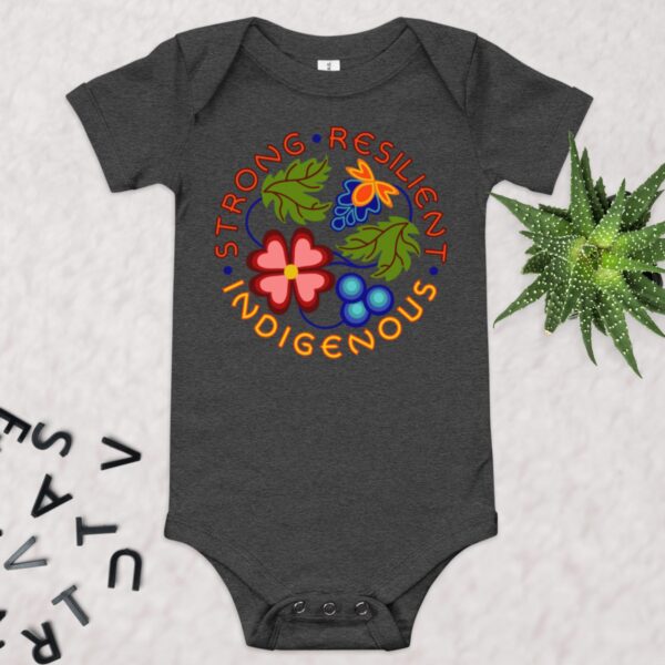 'Strong, Resilient, Indigenous' Baby Onesie, bodysuit, T-shirt - Image 2